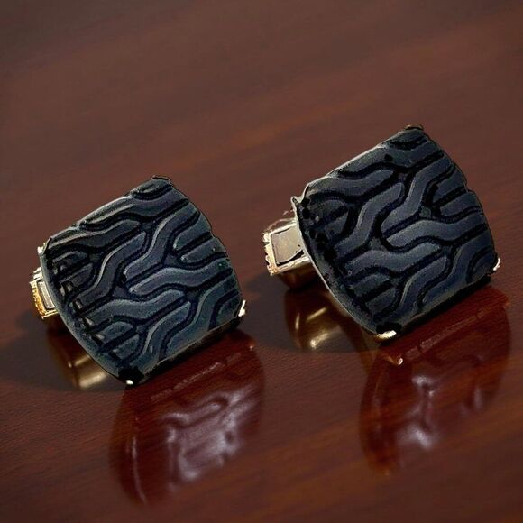 John Hardy Carved Onyx Cufflinks Sterling Silver Estate JH110 - Picture 2 of 13